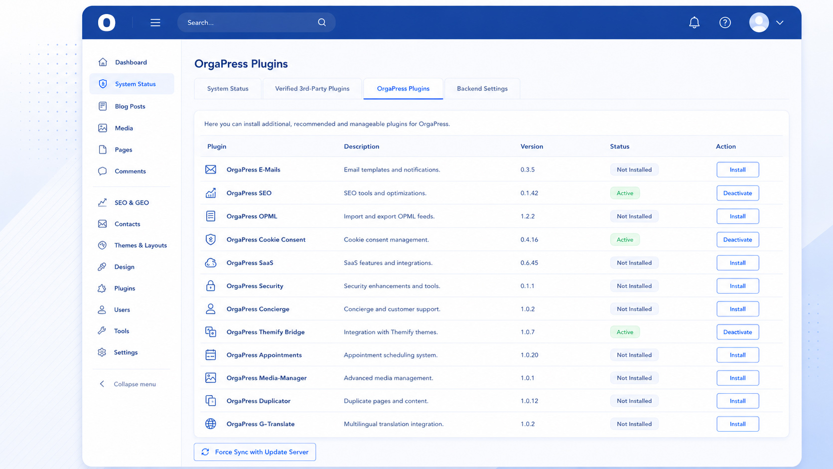 OrgaPress-plugin-suite-übersicht-appcenter